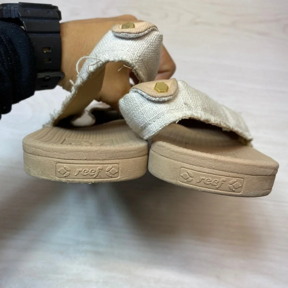 Reef Womens 11 Escape Sling LX Espadrille Sandals Rainbow Heart Beige Textile